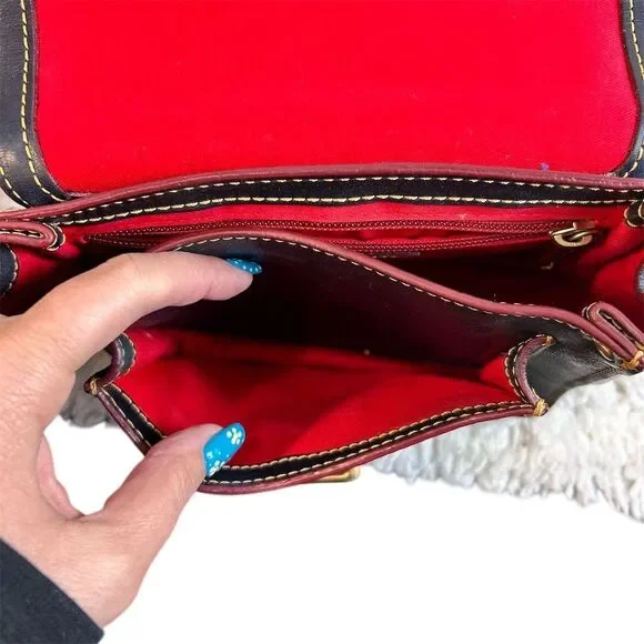 Dooney & Bourke Women's Crossbody Purse Black Leather/Brown Leather - Picture 8 of 14